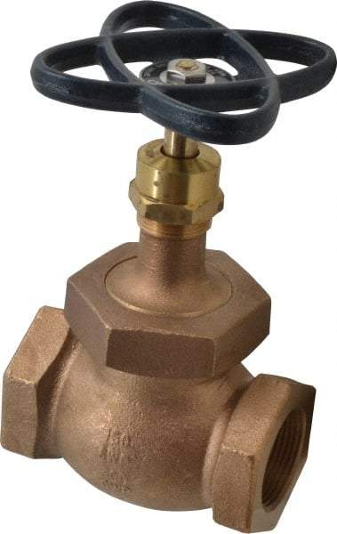 NIBCO - 1-1/4" Pipe, Threaded Ends, Bronze Integral Globe Valve - PTFE Disc, Screw-In Bonnet, 200 psi WOG, 125 psi WSP, Class 125 - Apex Tool & Supply