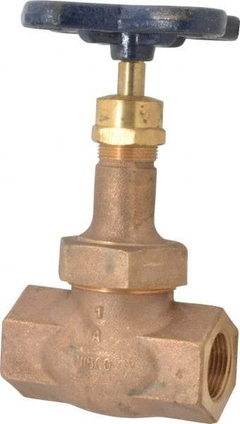 NIBCO - 1" Pipe, Threaded Ends, Bronze Integral Globe Valve - Bronze Disc, Union Bonnet, 600 psi WOG, 300 psi WSP, Class 300 - Apex Tool & Supply