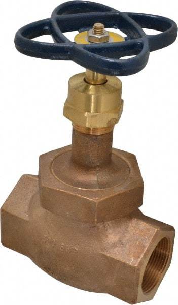 NIBCO - 1-1/2" Pipe, Threaded Ends, Bronze Integral Globe Valve - Bronze Disc, Union Bonnet, 600 psi WOG, 300 psi WSP, Class 300 - Apex Tool & Supply