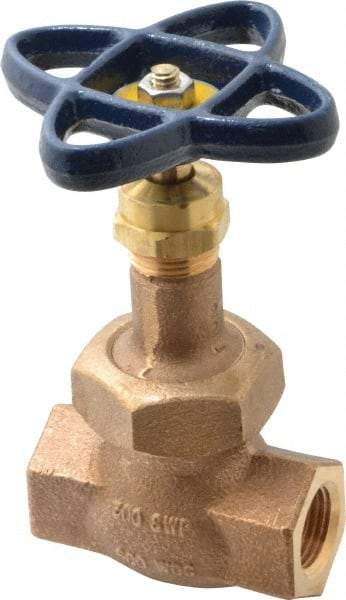 NIBCO - 1/2" Pipe, Threaded Ends, Bronze Integral Globe Valve - Bronze Disc, Union Bonnet, 600 psi WOG, 300 psi WSP, Class 300 - Apex Tool & Supply