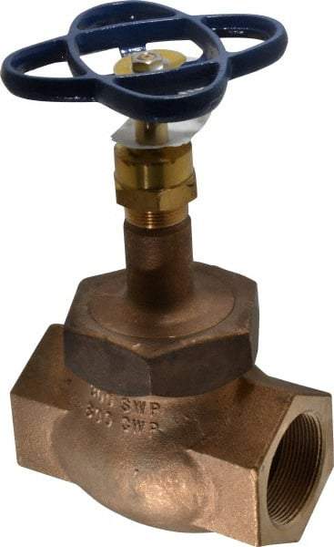 NIBCO - 2" Pipe, Threaded Ends, Bronze Integral Globe Valve - Bronze Disc, Union Bonnet, 600 psi WOG, 300 psi WSP, Class 300 - Apex Tool & Supply