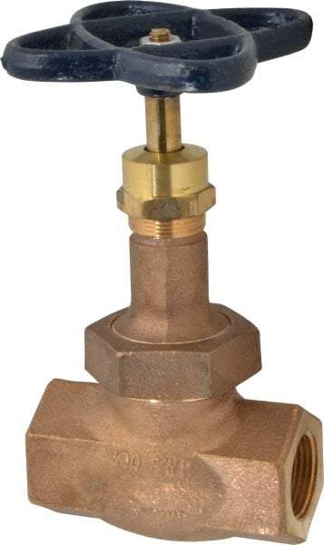 NIBCO - 1" Pipe, Threaded Ends, Bronze Integral Globe Valve - PTFE Disc, Union Bonnet, 600 psi WOG, 300 psi WSP, Class 300 - Apex Tool & Supply