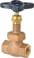 NIBCO - 1/2" Pipe, Threaded Ends, Bronze Renewable Full Plug Disc Globe Valve - Alloy Threads Disc, Union Bonnet, 600 psi WOG, 300 psi WSP, Class 300 - Apex Tool & Supply