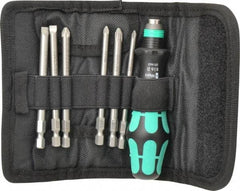 Wera - 7 Piece, 1/4" Drive Screwdriver Power Bit Set - #1 & #2 Phillips, #1 & #2 Pozidriv, 1.0x5.5 & 1.2x6.5mm Slotted - Apex Tool & Supply