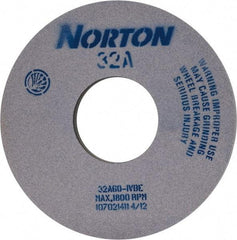 Norton - 14" Diam x 5" Hole x 1" Thick, I Hardness, 60 Grit Surface Grinding Wheel - Aluminum Oxide, Type 1, Medium Grade, 1,800 Max RPM, Vitrified Bond - Apex Tool & Supply