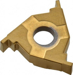 Carmex - 0.03916ER/IL Grade BXC, 0.039" Cutting Width Carbide Grooving Insert - 0.055" Max Depth of Cut, External Right/Internal Left, 0.004" Corner Radius, TiN Finish - Apex Tool & Supply