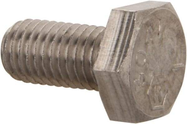 Made in USA - 1/4-28 UNF, 1/2" Length Under Head Hex Head Cap Screw - Grade 18-8 Stainless Steel, Uncoated, 7/16" Hex - Apex Tool & Supply