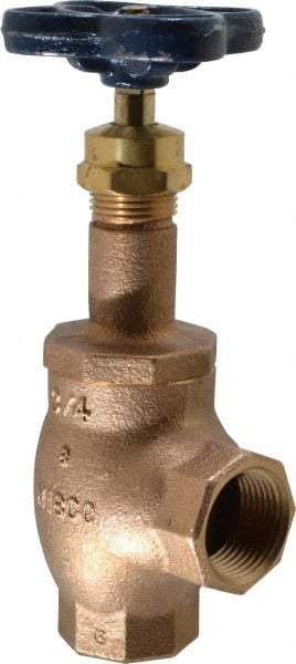 NIBCO - 3/4" Pipe, Class 125, Threaded Bronze Renewable Angle Gate Valve - 200 WOG, 125 WSP, Screw-In Bonnet - Apex Tool & Supply