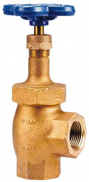NIBCO - 2-1/2" Pipe, Class 150, Threaded Bronze Renewable Angle Gate Valve - 300 WOG, 150 WSP, Union Bonnet - Apex Tool & Supply