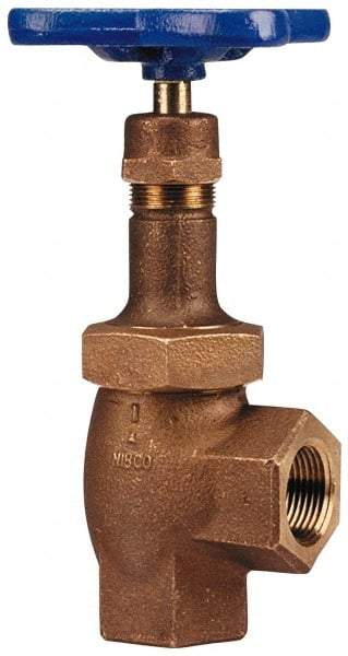 NIBCO - 1-1/4" Pipe, Class 300, Threaded Bronze Renewable Angle Gate Valve - 600 WOG, 300 WSP, Union Bonnet - Apex Tool & Supply