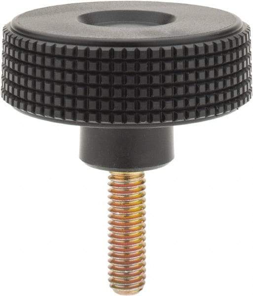 Elesa - 2.36" Head, Knurled Knob - Threaded Stem, Plastic - Apex Tool & Supply