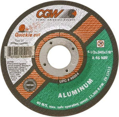 Camel Grinding Wheels - 46 Grit, 4-1/2" Wheel Diam, Type 27 Depressed Center Wheel - Medium Grade, Aluminum Oxide, Resinoid Bond, N Hardness, 13,300 Max RPM - Apex Tool & Supply