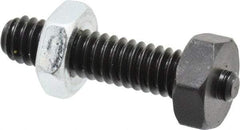Jergens - 1/4-20 Thread, 7/16" Size, 1-1/4" Long, Black Oxide Coated, Low Carbon Steel Clamp Rest - 29/32" Thread Length, 5/32" Pin Diam x 5/64" Pin Height, 11/64" Nut Height - Apex Tool & Supply