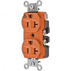 Hubbell Wiring Device-Kellems - 125V 20A NEMA 5-20R Commercial Grade Orange Straight Blade Duplex Receptacle - Apex Tool & Supply