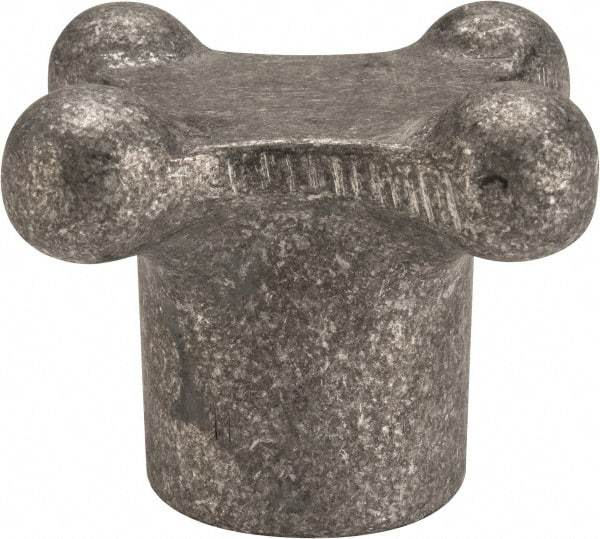 Jergens - 3" Head Diam, 4 Point Lobed Knob - 3/4" Hole, Aluminum - Apex Tool & Supply