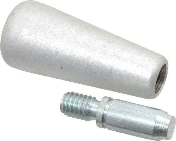 Jergens - 7/8 Inch Handle Diameter, 5/16-18 Stem, Revolving Cadmium Plated Handwheel and Machine Handle - Clear, Aluminum Handle, Carbon Steel Stem, 2 Inch Handle Length, 1/2 Inch Stem Length - Apex Tool & Supply