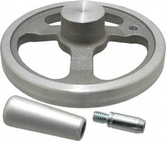 Jergens - 6", 3 Spoke Offset Handwheel with Handle - 1-1/2" Hub, Aluminum Alloy, Plain Finish - Apex Tool & Supply