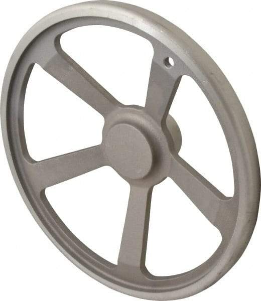 Jergens - 14", 5 Spoke Offset Handwheel with Handle - 2-3/4" Hub, Aluminum Alloy, Plain Finish - Apex Tool & Supply