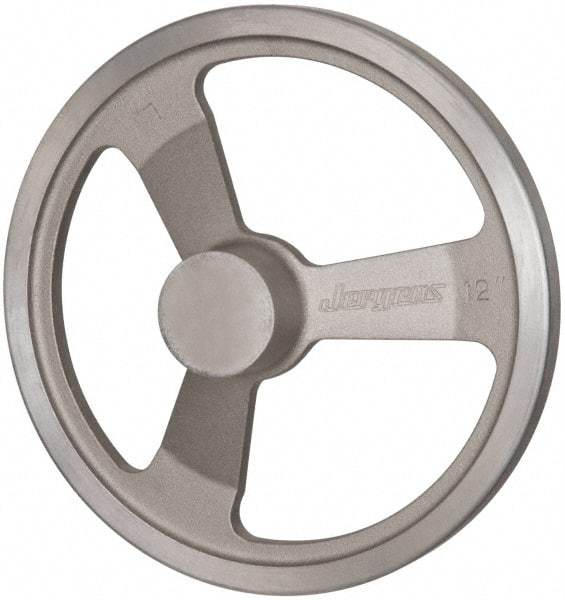 Jergens - 12", 3 Spoke Offset Handwheel - 2-1/2" Hub, Aluminum Alloy, Plain Finish - Apex Tool & Supply