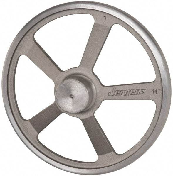 Jergens - 14", 5 Spoke Offset Handwheel - 2-3/4" Hub, Aluminum Alloy, Plain Finish - Apex Tool & Supply