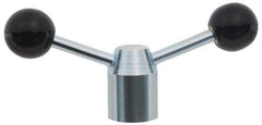 Jergens - 2 Offset Arms, Cadmium Plated, Blank Clamping Handle - 3/8 Inch Arm Diameter, 1-1/4 Inch Hub Diameter, 1 Inch Ball Diameter - Apex Tool & Supply