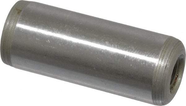 Jergens - 1/2" Diam x 1-1/4" Pin Length C-1215 Alloy Steel Pull Out Dowel Pin - C 47-58 & C 60-64 (Surface) Hardness, 1 Beveled & 1 Threaded End - Apex Tool & Supply