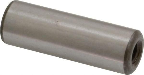Jergens - 1/2" Diam x 1-1/2" Pin Length C-1215 Alloy Steel Pull Out Dowel Pin - C 47-58 & C 60-64 (Surface) Hardness, 1 Beveled & 1 Threaded End - Apex Tool & Supply