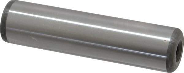 Jergens - 3/4" Diam x 3" Pin Length C-1215 Alloy Steel Pull Out Dowel Pin - C 47-58 & C 60-64 (Surface) Hardness, 1 Beveled & 1 Threaded End - Apex Tool & Supply