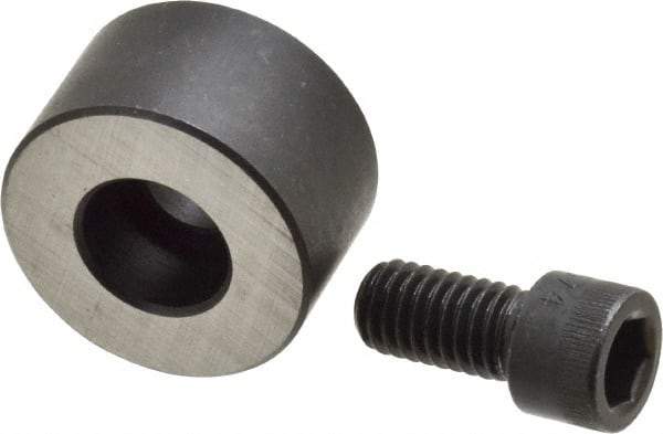 Jergens - 3/8-16 Thread, 1-1/4" OD, 3/4" High, Jig Foot - Black Oxide Finish, Low Carbon Steel, Case Hardened, 75-77 R30N Heat Treatment - Apex Tool & Supply