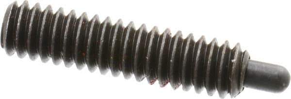 Jergens - 1/4-20, 1" Thread Length, 3/16" Plunger Projection, Steel Threaded Spring Plunger - 0.119" Max Plunger Diam, 1" Plunger Length, 3 Lb Init End Force, 13 Lb Final End Force, 1/8" Hex - Apex Tool & Supply