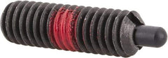 Jergens - 5/16-18, 1" Thread Length, 3/16" Plunger Projection, Steel Threaded Spring Plunger - 0.135" Max Plunger Diam, 1" Plunger Length, 3 Lb Init End Force, 15 Lb Final End Force, 5/32" Hex - Apex Tool & Supply