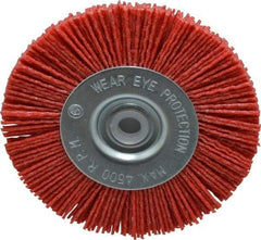 Value Collection - 4" OD, 1/2" Shank Diam, 1/2" Arbor Hole, Crimped Nylon Wheel Brush - 1/2" Face Width, 5/16" Trim Length, 4,500 RPM - Apex Tool & Supply
