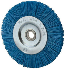 Value Collection - 5" OD, 5/8" Shank Diam, 5/8" Arbor Hole, Crimped Nylon Wheel Brush - 5/16" Face Width, 5/16" Trim Length, 3,750 RPM - Apex Tool & Supply