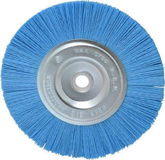 Value Collection - 6" OD, 5/8" Shank Diam, 5/8" Arbor Hole, Crimped Nylon Wheel Brush - 5/16" Face Width, 5/16" Trim Length, 3,750 RPM - Apex Tool & Supply