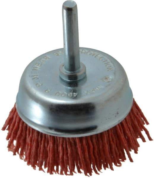 Value Collection - 2" Diam, 1/4" Hole Size Straight Wire Nylon Cup Brush - Coarse Grade, 4,500 Max RPM - Apex Tool & Supply