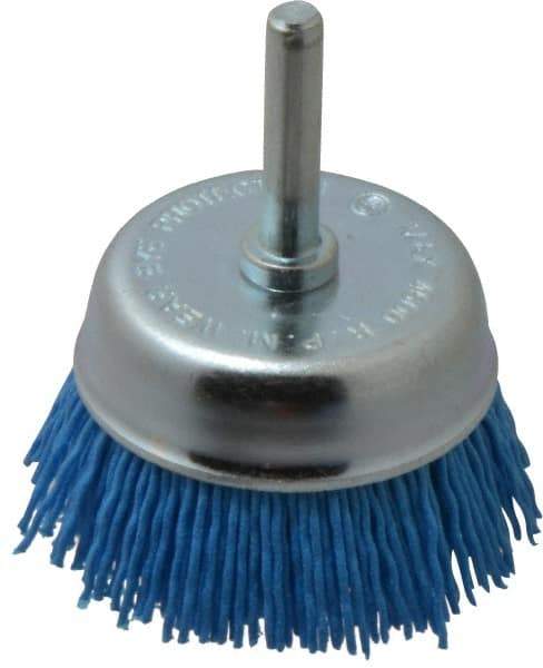 Value Collection - 2" Diam, 1/4" Hole Size Straight Wire Nylon Cup Brush - Fine Grade, 4,500 Max RPM - Apex Tool & Supply