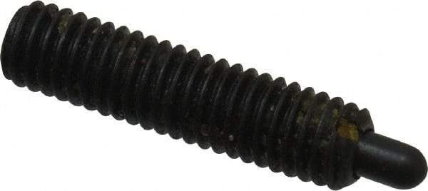Jergens - 10-32, 3/4" Thread Length, 1/8" Plunger Projection, Steel Threaded Spring Plunger - 0.093" Max Plunger Diam, 3/4" Plunger Length, 2.9 Lb Init End Force, 11.1 Lb Final End Force, 3/32" Hex - Apex Tool & Supply
