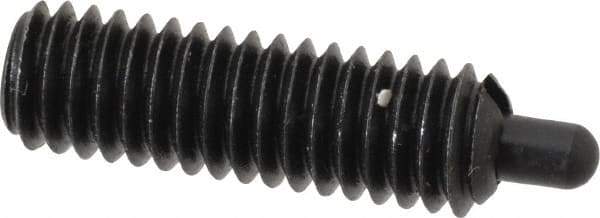 Jergens - 5/16-18, 1" Thread Length, 3/16" Plunger Projection, Steel Threaded Spring Plunger - 0.135" Max Plunger Diam, 1" Plunger Length, 3 Lb Init End Force, 15 Lb Final End Force, 5/32" Hex - Apex Tool & Supply