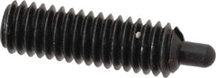 Jergens - 5/16-18, 1" Thread Length, 3/16" Plunger Projection, Steel Threaded Spring Plunger - 0.135" Max Plunger Diam, 1" Plunger Length, 3 Lb Init End Force, 15 Lb Final End Force, 5/32" Hex - Apex Tool & Supply
