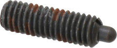 Jergens - 3/8-16, 1-1/8" Thread Length, 3/16" Plunger Projection, Steel Threaded Spring Plunger - 0.186" Max Plunger Diam, 1-1/8" Plunger Length, 5.5 Lb Init End Force, 14.5 Lb Final End Force, 3/16" Hex - Apex Tool & Supply