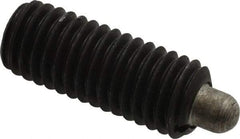 Jergens - 1/2-13, 1-1/4" Thread Length, 1/4" Plunger Projection, Steel Threaded Spring Plunger - 1/4" Max Plunger Diam, 1-1/4" Plunger Length, 2.7 Lb Init End Force, 9.3 Lb Final End Force, 1/4" Hex - Apex Tool & Supply