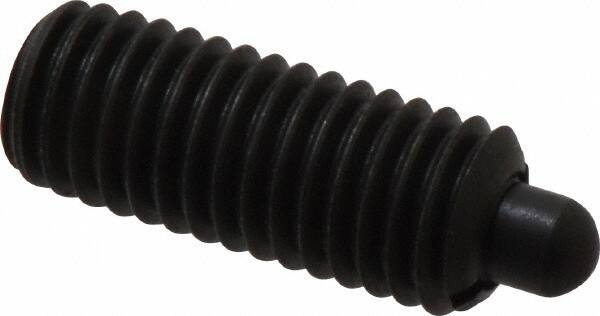 Jergens - 1/2-13, 1-1/4" Thread Length, 1/4" Plunger Projection, Steel Threaded Spring Plunger - 1/4" Max Plunger Diam, 1-1/4" Plunger Length, 6.6 Lb Init End Force, 17.4 Lb Final End Force, 1/4" Hex - Apex Tool & Supply