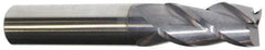 Accupro - 11/16", 1" LOC, 3/4" Shank Diam, 3" OAL, 3 Flute, Solid Carbide Square End Mill - Single End, AlTiN Finish, Spiral Flute, 40° Helix, Centercutting, Right Hand Cut, Right Hand Flute - Apex Tool & Supply