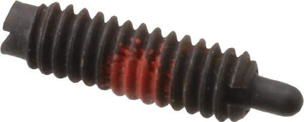 Jergens - 8-32, 1/2" Thread Length, 3/32" Plunger Projection, Steel Threaded Spring Plunger - 0.07" Max Plunger Diam, 1/2" Plunger Length, 0.5 Lb Init End Force, 4 Lb Final End Force - Apex Tool & Supply