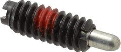 Jergens - 1/4-20, 5/8" Thread Length, 3/16" Plunger Projection, Steel Threaded Spring Plunger - 0.119" Max Plunger Diam, 5/8" Plunger Length, 0.3 Lb Init End Force, 3.5 Lb Final End Force - Apex Tool & Supply