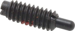 Jergens - 1/4-20, 5/8" Thread Length, 3/16" Plunger Projection, Steel Threaded Spring Plunger - 0.119" Max Plunger Diam, 5/8" Plunger Length, 0.5 Lb Init End Force, 6 Lb Final End Force - Apex Tool & Supply
