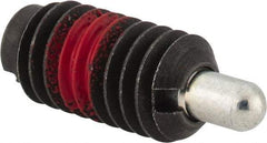 Jergens - 5/16-18, 5/8" Thread Length, 3/16" Plunger Projection, Steel Threaded Spring Plunger - 0.135" Max Plunger Diam, 5/8" Plunger Length, 0.5 Lb Init End Force, 4.5 Lb Final End Force - Apex Tool & Supply
