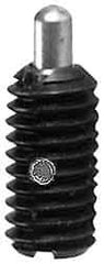Gibraltar - 5/16-18, 5/8" Thread Length, 3/16" Plunger Projection, Steel Threaded Spring Plunger - 0.135" Max Plunger Diam, 0.5 Lb Init End Force, 10 Lb Final End Force - Apex Tool & Supply