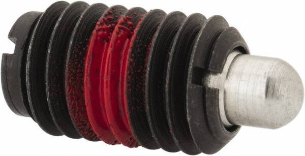 Jergens - 1/2-13, 13/16" Thread Length, 1/4" Plunger Projection, Steel Threaded Spring Plunger - 1/4" Max Plunger Diam, 13/16" Plunger Length, 1.7 Lb Init End Force, 8.5 Lb Final End Force - Apex Tool & Supply