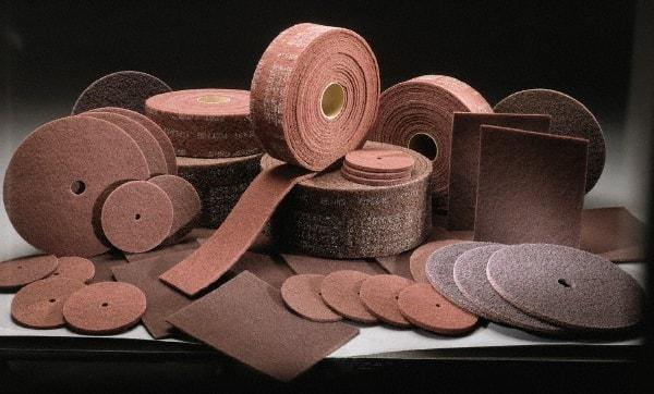 3M - 14" Medium Grade Aluminum Oxide Deburring Disc - 1-1/4" Center Hole, Arbor Connection, Maroon, 1,600 Max RPM - Apex Tool & Supply
